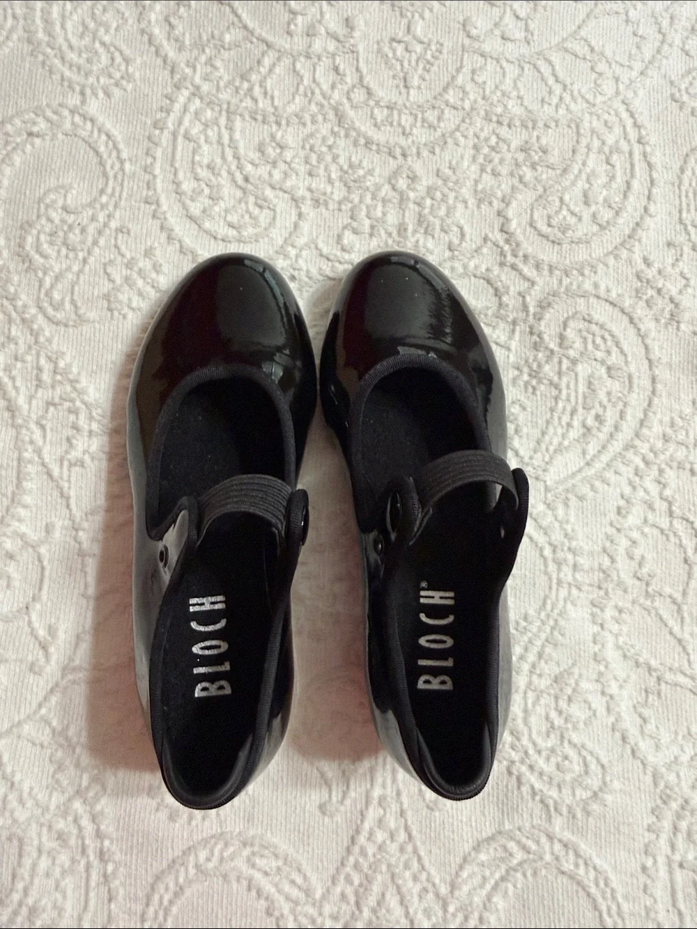 BLOCH Girls Size 12M Black Patent Tap Shoes with Mary Jane Strap